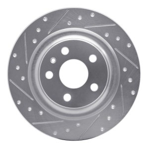 Volvo S60 Brake Rotor (1) - Rear Left - R1 Concepts - Drilled & Slotted - Silver - `18-`25